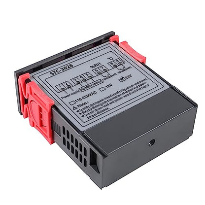 STC-3028 24V Temperature & Humidity Controller with Integrated Sensor, Dual Digital Display Thermometer Hygrometer, Incubator Controller - size: 24V