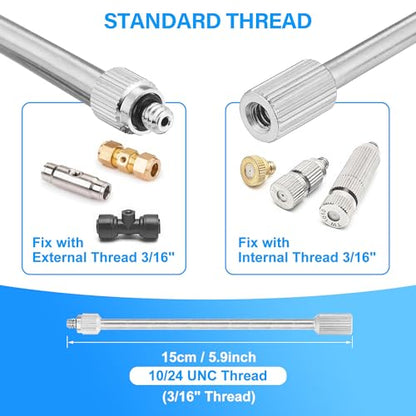 10 Pack Flexible Mister Nozzle Extensions 5.9 Inch Rod with Nozzles | Bendable Brass Mist Rods with Mister Nozzles Mister Heads Copper Extended Pole 10/24 UNC Thread for Outdoor Misting System - color: Extensions with Nozzle