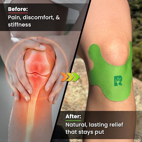 Gecko Grip Herbal Knee Patch | Pain Relief Patches for Knees & Joints | Extra-Sticky, Maximum Strength Herbal Knee Pain Patches for Everyday Wellness (10 Count) | Flexible Comfort-Stretch Fit