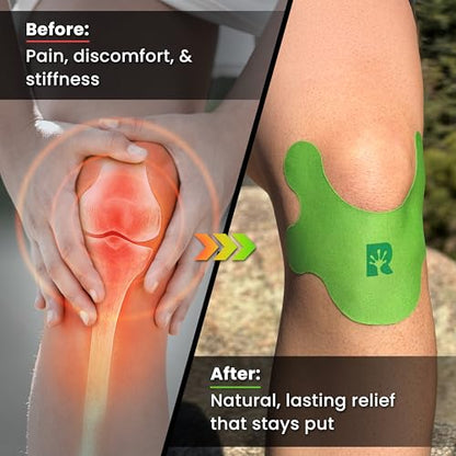 Gecko Grip Herbal Knee Patch | Pain Relief Patches for Knees & Joints | Extra-Sticky, Maximum Strength Herbal Knee Pain Patches for Everyday Wellness (10 Count) | Flexible Comfort-Stretch Fit