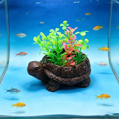 Turtles Tree Statue Aquarium Decor, Artificial Bubble Stone Landscape for Shrimp Tanks & Terrarium Resin Turtles Oxygen Pumps Ornament Resin Fish Tanks Bubbler Decors