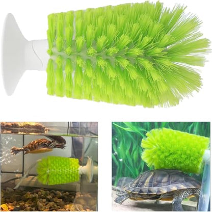 Turtle Brush with Suction Cup for Tank Scratches Back Brush Shell Cleaning Brush Scrub Red Eared Slider Turtle Exfoliate Brush for Remove Turtle Shell Scutes (Green) - color: Green