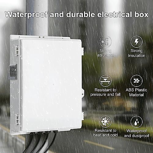 Namunanee Outdoor Electrical Junction Box with High Power Outlet, ABS Water Resistant Enclosure with Internal Mounting Panel & Hinged Cover (16" H* 12" L* 4" W) - size: 16"H x 12"L x 4"W & Outlet