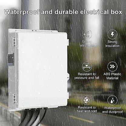 Namunanee Outdoor Electrical Junction Box with High Power Outlet, ABS Water Resistant Enclosure with Internal Mounting Panel & Hinged Cover (16" H* 12" L* 4" W) - size: 16"H x 12"L x 4"W & Outlet