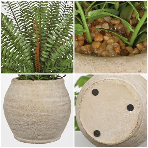 Briful Fake Boston Fern Plant in Rustic Terracotta Pot, 15.7" Small Artificial Potted Fern with Decorative Pebbles Faux Greenery Plant for Bathroom Shelf Kitchen Counter Office Desk Table Decor