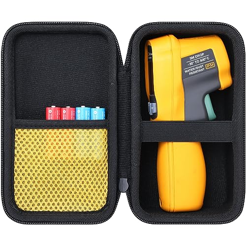co2CREA Hard Case for Fluke 62 Max+/64 Max Infrared IR Thermometer,Yellow | Mesh Pocket, Durable Travel Portable Storage Bag, Accessory Storage, Hard Protective Exterior - color: Yellow Case