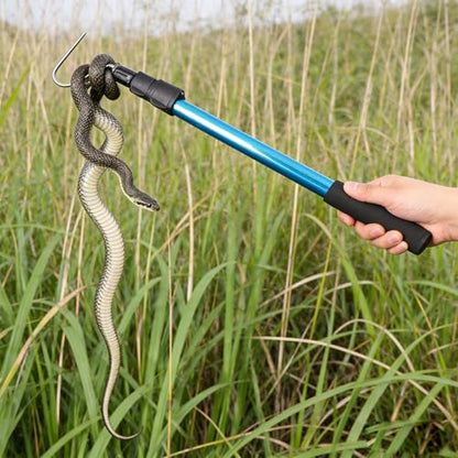 Snake Catcher Tool: Reptile Hook for Snakes and Rice EEL - 19.7-45.7in Folding Grabber with Non-Slip Grip Handle for Field Herping and Home Safety
