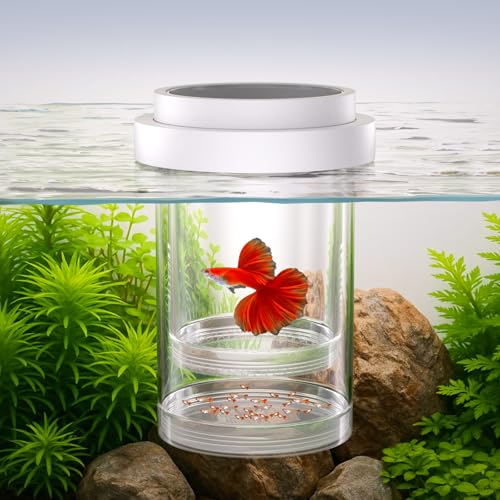Floating Breeder Box for Fish Tank – Aquarium Isolation Separator Hatchery Incubator for Guppy, Betta, Clownfish, Coral, Baby & Injured Fish - size: Medium