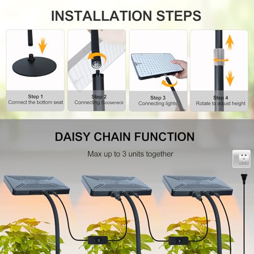 FECiDA Desk Grow Lights for Indoor Plants, Bonsai, Seed Starting, Seedlings | UV-IR In Full Spectrum, 25 Watt Power Draw, 16"-24" Height Adjustable, Simple Physical Switch, Plug and Play - size: TableTop-1Head-25W-OnOff