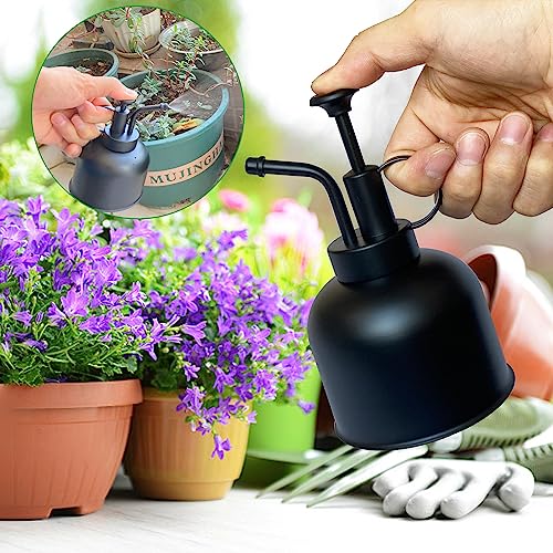Stainless Steel Plant Sprayer, Small Watering Can, Modern Gardening Tool for Indoor Potted Plants - color: 10oz/matte black