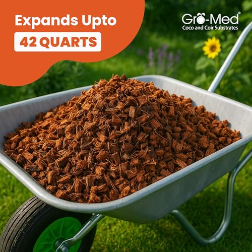 Coco Chips for Plants (500g Bricks, 6-Pack) - Organic Coconut Husk Chips for Potting, Garden & Seed Starter Soil - Coconut Mulch for Garden & Plants - size: 6 Pack Coco Husk Brick (6.6 lb)