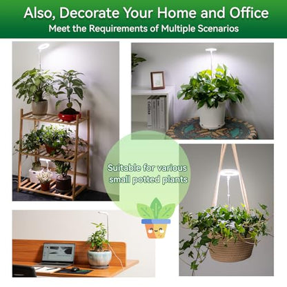 Grow Light for Indoor Plants, Full Spectrum 48LEDs Small Grow Light, Plant Light Super Bright with 4/8/12/18H Auto Timer, Dimmable, Adjustable Height 7"-17", Halo Φ3.5, Power Cord 78", Plug Included - size: 1-Pack