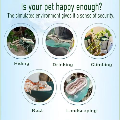 Crested Gecko Tank Accessories，Crested Gecko Hide，Frog Habitat Platform，Gecko Wall Climbing Toy &Reptile Branches（3PCS） (Light Blue) - color: Light Blue