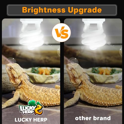 LUCKY HERP UVA UVB Reptile Light 10.0, Desert UVB 150 Compact Fluorescent Lamp, UVB Light for Reptiles 15W, UVA UVB Reptile Light Bulb, UVB Bulb for Reptiles Bearded Dragons Lizards Tortoises Snakes - style: UVB10.0 15W