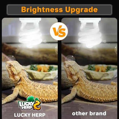 LUCKY HERP UVA UVB Reptile Light 10.0, Desert UVB 150 Compact Fluorescent Lamp, UVB Light for Reptiles 15W, UVA UVB Reptile Light Bulb, UVB Bulb for Reptiles Bearded Dragons Lizards Tortoises Snakes - style: UVB10.0 15W