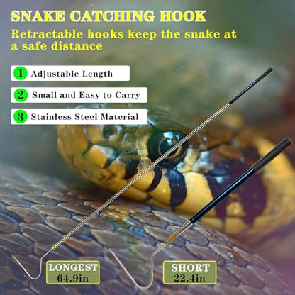 22" 64" Snake Hook Reptile Catcher Stick Tongs Rattlesnakes Grabber Pick-up Handling Tool Kit for Catching Controlling or Moving Python Copperhead (Small Snake Hook - Blue) - color: Small Snake Hook - Blue