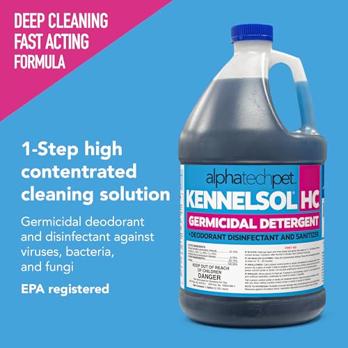 ATP KennelSol HC 1-Step High Disinfectant Cleaner for Kennels, 1 Gallon | EPA-Registered, super-high concentration formula, industrial-strength detergent and deodorizer for veterinary clinics