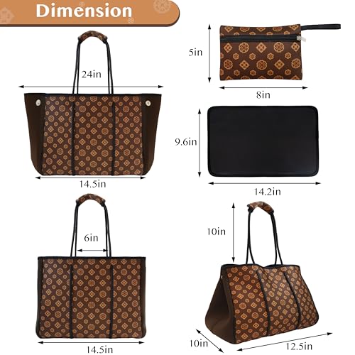 Hibala Neoprene Multipurpose Beach Bag,Gym/Travel/Pool Bag,Tote For Women&Men - color: Classic Coin Printing