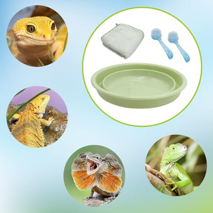 Bearded Dragon Accessories, Bearded Dragon Pool with 2 Bath Brushes and 1 Towel, Reptile Bath Tub, Reptile Swimming Pool for Lizard, Geckos, Tortoises - size: Large