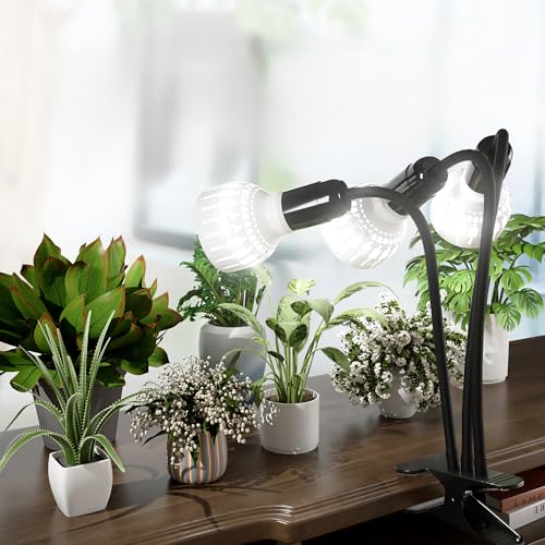 Grow Light,24W (160Watts Equiv) 5000K White Full Spectrum LED Growing Lamp Clip on Desk for Indoor Plants,Bulbs Replaceable & Non-dimmable (Black, 240W) - size: 240W