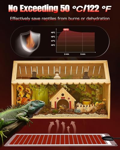 Pawfly 14 W Reptile Heat Pad 11 x 5.9 Inch Reptile Heating Pad Under Tank Terrarium Safe Fast Heating Mat Heat Mat for Turtles Frogs Snakes Lizards Geckos Hermit Crabs Spiders & Other Reptiles - size: 14W ( 11 x 5.9 Inch)
