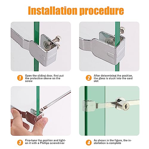 2 Pack Sliding Glass Door Ratchet Lock, Glass Display Case Lock | Rust-Proof,Keyed Alike Showcase Lock,Use on Various Glass Doors, Including Display Cabinets, Showcases, Sliding Glass Door