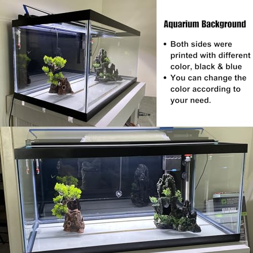 ELEBOX Aquarium Background Blue Black Fish Tank Background Wallpaper Double-Sided Aquarium Backing, Aquarium Decorations for 10 Gallon 20 Gallon Aquarium 11.8" x 24.4" - size: 11.8" H x 24.4" L