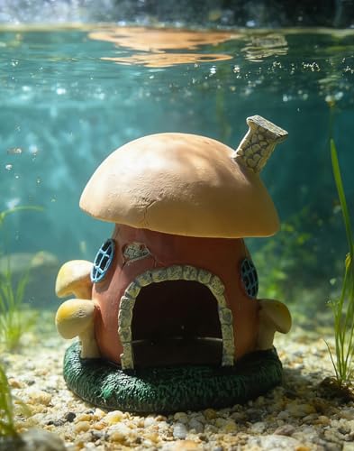 Miniature Mushroom Statue Toad House Small Fish Habitat, Suitable for Various Fish and Amphibians, Including Turtles, Toads, and Hiding Houses of Different Sizes