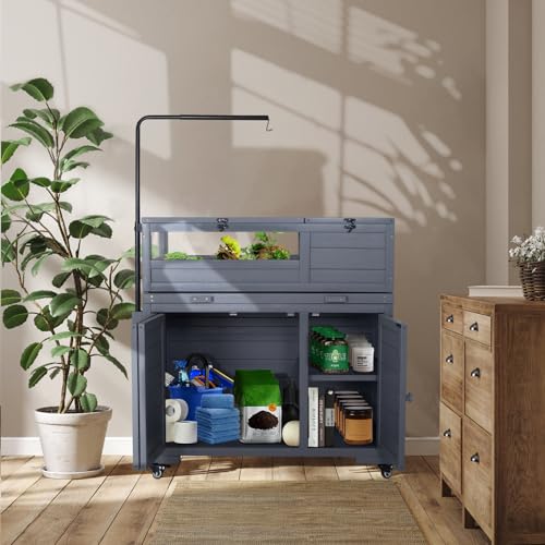 Agitree Premium Reptile Habitat Enclosure, Dark Gray | For Tortoises and Lizards, Adjustable Lighting, 360° Wheels, Easy-Clean Design, Secure Ventilation