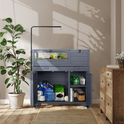 Agitree Premium Reptile Habitat Enclosure, Dark Gray | For Tortoises and Lizards, Adjustable Lighting, 360° Wheels, Easy-Clean Design, Secure Ventilation