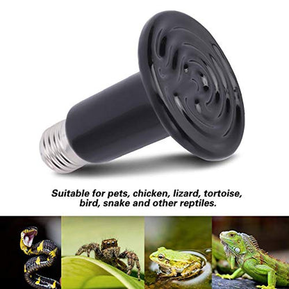 Fdit Ceramic Heating Lamp, E27 Infrared Heat Lamp 100W 220V-240V for Reptile Pet Enclosure No Light Emitting Animal Heat Bulb (1#)