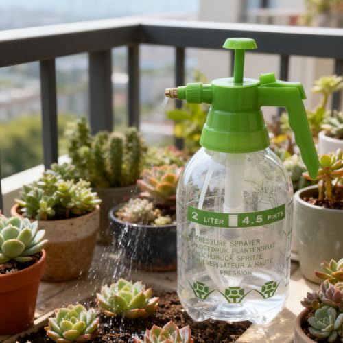 2L Handheld Garden Pump Sprayer 0.5 Gallon Water Mist Spray Bottle for Plants with Adjustable Brass Nozzle Orange (2L Green) - color: 2L Green