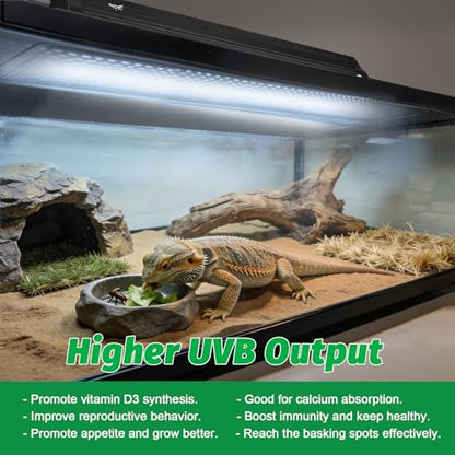 UVB Light for Reptiles Bearded Dragon, T8 UVB Reptile Light Fixture HO UVB Bulb Lighting Combo Kit 10.0 15W UVA UVB Reptile Light Bulb Terrarium Lamp Tube Bar for Snake Gecko Turtle Lizard, 18 Inch - size: T8-18Inch