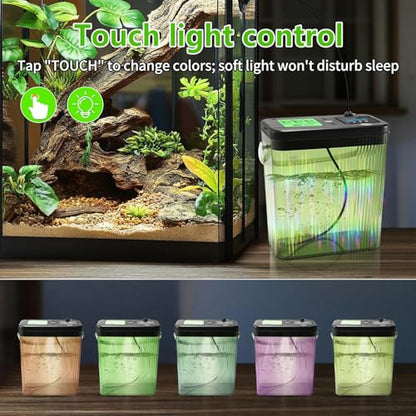 Reptile Misting System - 2-Gallon Large Water Tank, 3 Adjustable 360° Nozzles, Touch-Controlled Light, for Chameleons, Snakes, Lizards and More