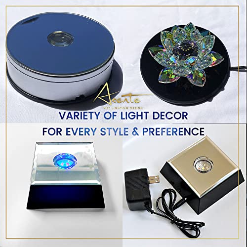 20 LED Lighted Base for Glass Art - Rectangular Satin Matte Black White Light Stand Base for 3D Art Glass, Room Decor and Gemstones and Crystals - AC/USB Adapter Powered (Black) - style: 20 LED