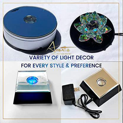 20 LED Lighted Base for Glass Art - Rectangular Satin Matte Black White Light Stand Base for 3D Art Glass, Room Decor and Gemstones and Crystals - AC/USB Adapter Powered (Black) - style: 20 LED