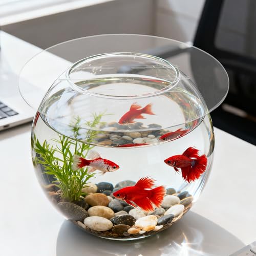 Fish Tank Lid: 22cm/8.66" Round Aquarium Lid Cover with Hole - Transparent Acrylic Tank Protective Cover for Fish Bowl Terrarium - size: 22.00X22.00X0.30CM