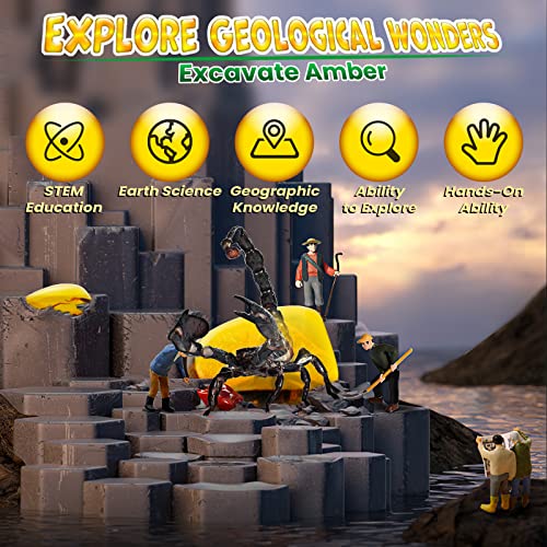GobiDex Amber Dig Kit for Kids Ages 6+, Excavate 6 Insects Specimens | STEM Geographic Educational Bugs Toys, Excavation Toys for Fun Bugs Party Favors, Science Kits for Kids Age 6-8 8-12