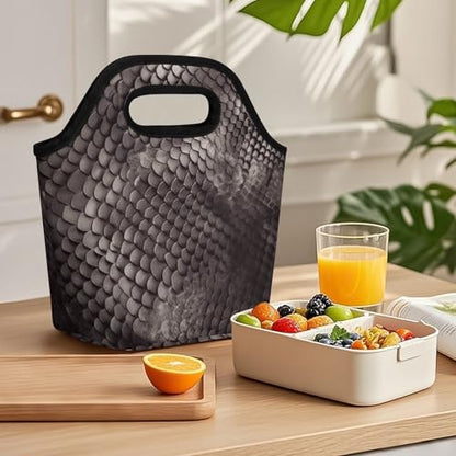 Classic Snake Skin Lunch Bag for Women/Men, Lunch Box Bag Insulated, Lunch Tote Reusable Portable for Work Outdoor Travel And Picnic Beach