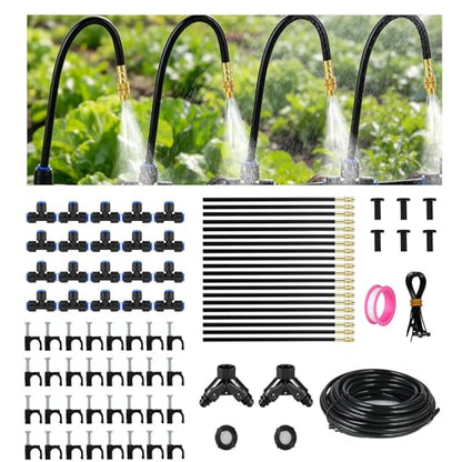 230FT Drip Irrigation System for Garden: 40 Nozzles 1/4" PE Tubing Automatic Watering Kit Adjustable Misting Sprinkler Mister Hose for Water Plants Tape Raised Beds Lawn Outdoor Yard Greenhouse - size: 230FT