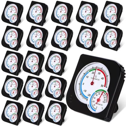 Tellegloww 20 Pcs Indoor Thermometer and Humidity Gauge Indoor Mini Thermometer Hygrometer Temperature Humidity Meter Temperature and Monitor with Pointers for Home, Kitchen, Planting Room