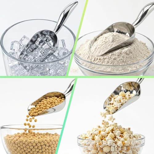 304 Stainless Steel Ice Scoop 22oz Heavy Duty Metal Ice Scooper Rustproof | Ice Scoop with Ergonomic Grip Handle and Dishwasher Safe Perfect for Ice Maker Freezer Kitchen Bar Party Wedding Coffee Shop - size: 3