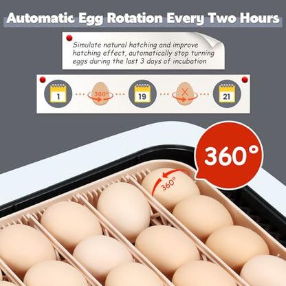Sailnovo 56 Egg Incubator for Hatching Eggs with Automatic Egg Turning Gray | Auto Humidification, Stable Temperature Control, Built-in Candler, View Window, Alert System for Lab School Farm - color: Gray