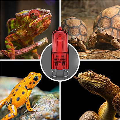 G9 Infrared Heat Lamp Bulbs for Reptile Mini Reptile Light Red | 2 Pack Dimmable Night Red UVA Reptile Heat Lamp, 2 Pin Base Mini Heat Bulbs 50W, Bearded Dragon Turtle Lizard - color: Red, size: G9 Heat Bulb