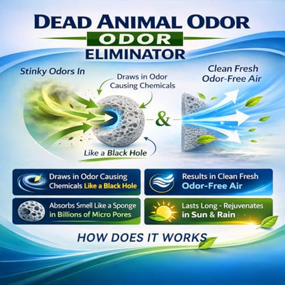 Animal Odor Eliminator for Strong Odor Remover, Dead Animal Smell Eliminator- Safe Indoor & Outdoor Use, Natural Odor Remover, Fresh & Effective