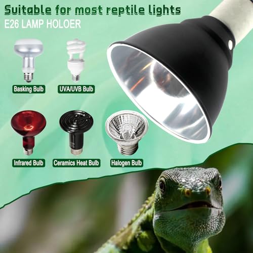 BNOSDM Reptile Light Fixture,5.5 Inch Shallow Dome Reptiles Heat Lamp Fixture for UVB UVA Bulb,Heat Basking Bulb,Optical Reflection Heat Lamp Fixtures for Reptile Amphibian Tank Terrariums - size: 5.5 Inch Shallow