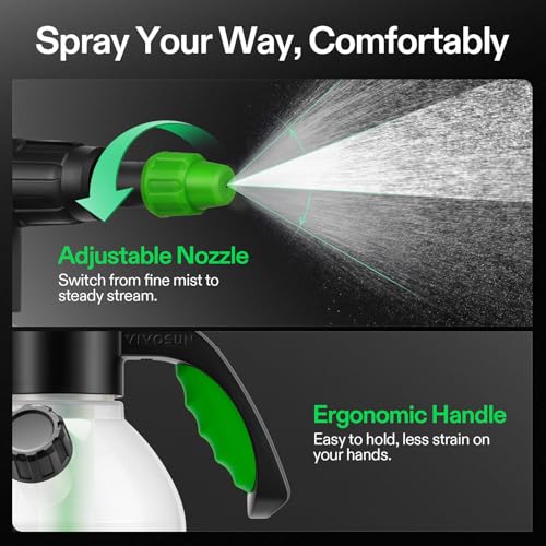 VIVOSUN 50oz Pump Sprayer, Portable Water Spray Bottle | for Spraying Plants, Flowers, Weeds and Cleaning, Hand Pump with Side Filling Port, Measuring Cup, Adjustable Nozzles - size: 50oz