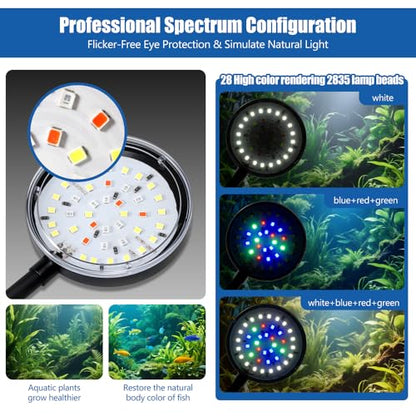 Clip On Aquarium Light 8W LED Fish Tank Light with Full Spectrum & Dimmable Brightness USB Moving Aquarium Lamp for 1-5 Gallon Betta Fish Tanks - color: Clip Light(Dimmer)
