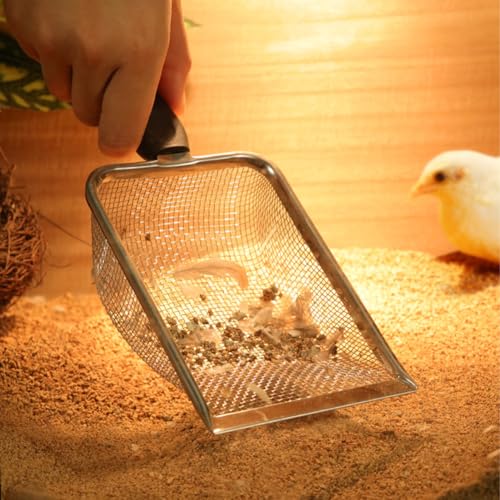 Kakalote Cat Litter Scoop, Stainless Steel Metal Cat Litter Scoop Mesh Shovel for Poop Sifting, Easy and Efficient Cleaning(5X5mm Holes)