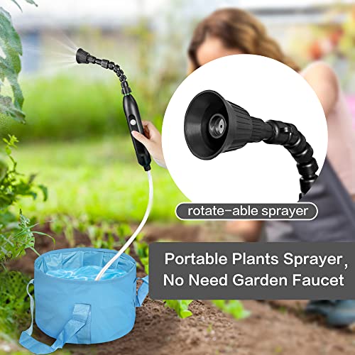 Portable Misting System with Water Pump, Plant Sprayer & Garden Hose Mister 3-in-1, No Faucet Required Misters for Outside Patio Beach Camping Golf Cart Boat, Smart Misting Cooling System - color: Portable Mister Blue